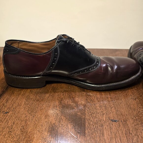 ALLEN EDMONDS Polo Men's Size 9B Two Tone Oxblood Saddle Dress Shoes Made in USA - Picture 10 of 15